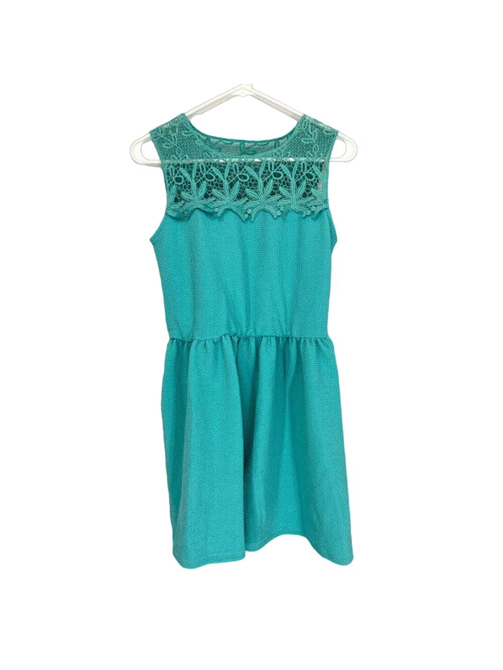 Btween Crochet Teal Blue Mini Sleeveless Dress 16